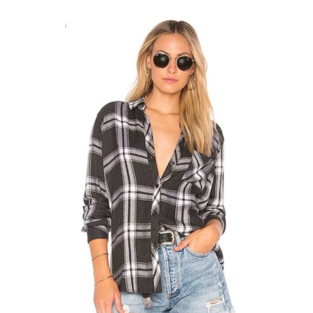 Rails Hunter Plaid button down - Black and White Small